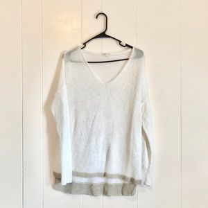 Eileen Fisher Open Knit Lightweight White Sweater